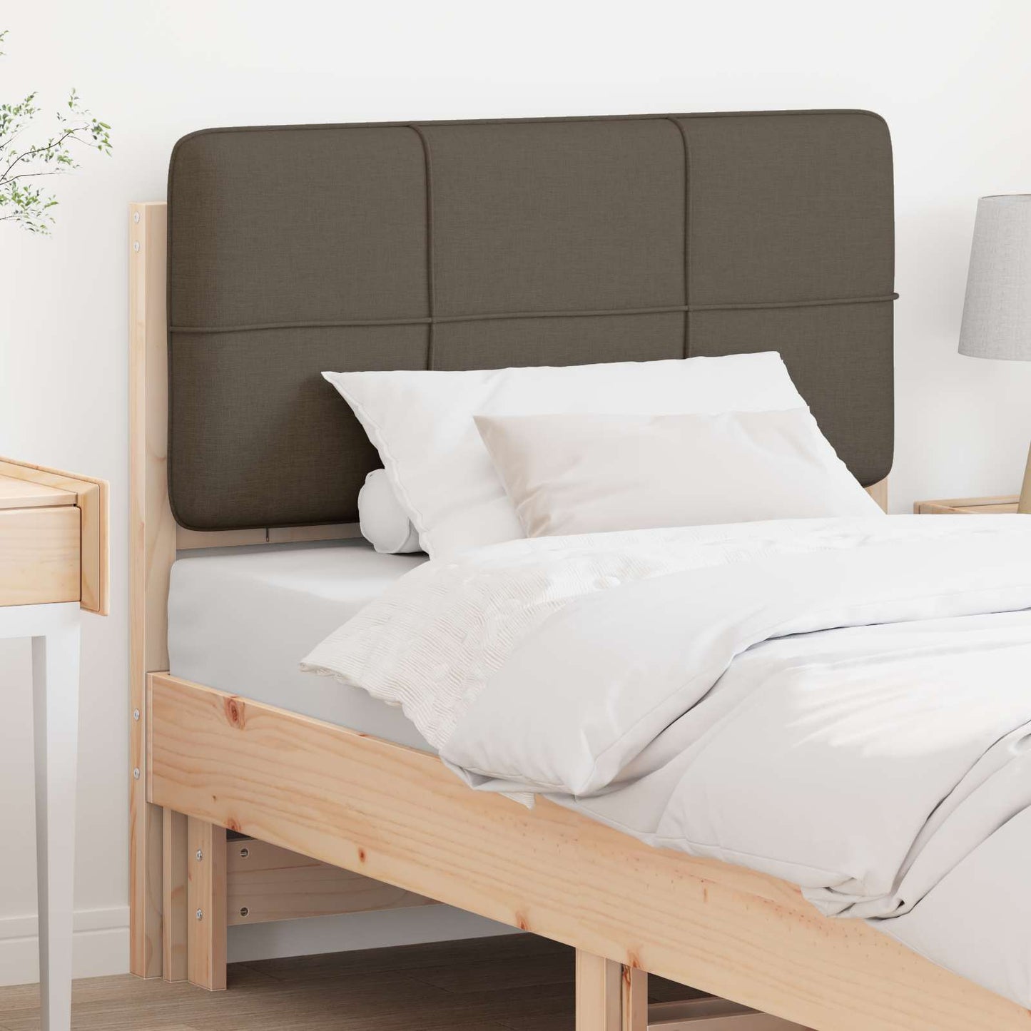 Čalouněné Čelo Postele Hnědá A Taupe 75 Cm Masivní Borové Dřevo