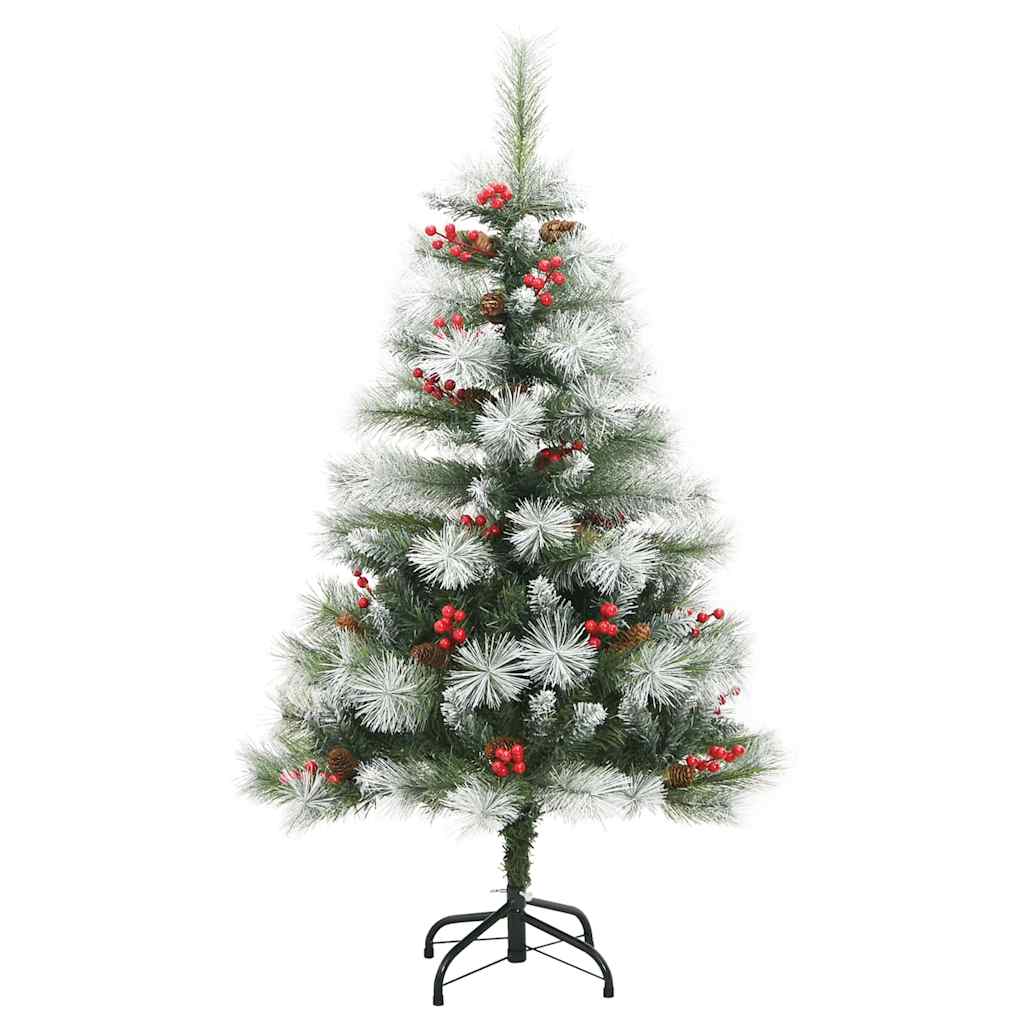 Umělý Vánoční Stromeček Zelená A Bílá 120 Cm Pvc, Kov A Plast