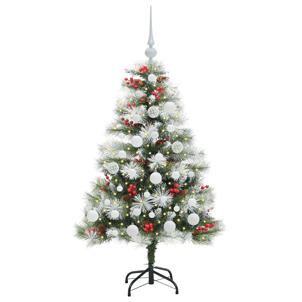 Umělý Vánoční Stromeček Zelená A Bílá 120 Cm Pvc, Kov A Plast