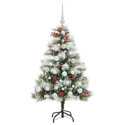 Umělý Vánoční Stromeček Zelená A Bílá 120 Cm Pvc, Kov A Plast