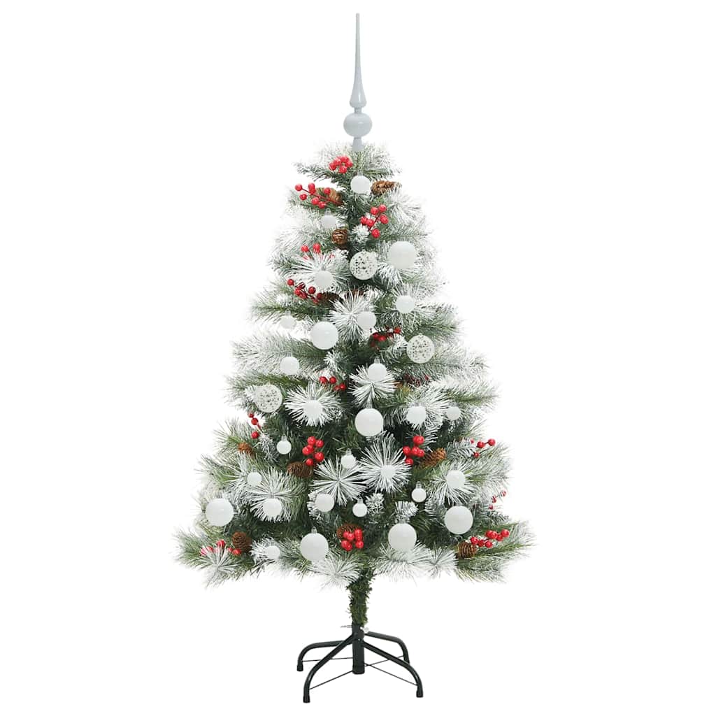 Umělý Vánoční Stromeček Zelená A Bílá 120 Cm Pvc, Kov A Plast
