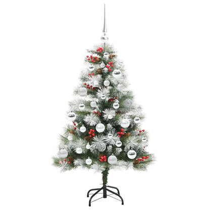 Umělý Vánoční Stromeček Zelená A Bílá 120 Cm Pvc, Kov A Plast