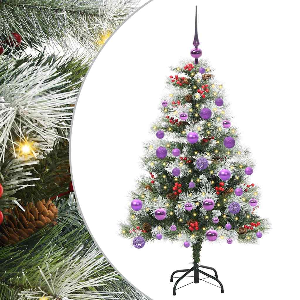 Umělý Vánoční Stromeček Zelená A Bílá 120 Cm Pvc, Kov A Plast
