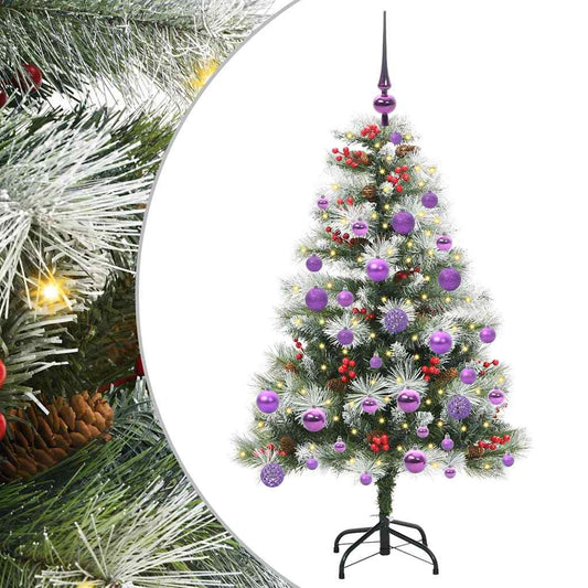 Umělý Vánoční Stromeček Zelená A Bílá 120 Cm Pvc, Kov A Plast