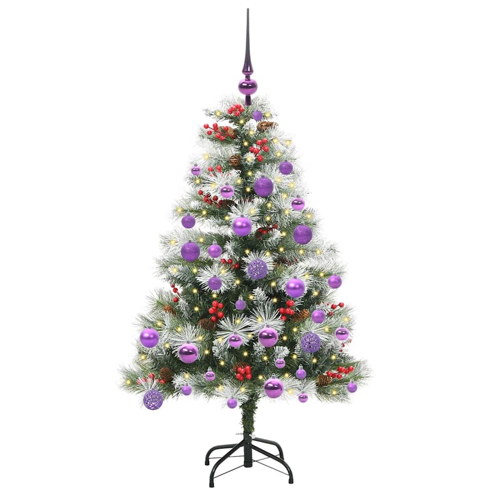 Umělý Vánoční Stromeček Zelená A Bílá 120 Cm Pvc, Kov A Plast