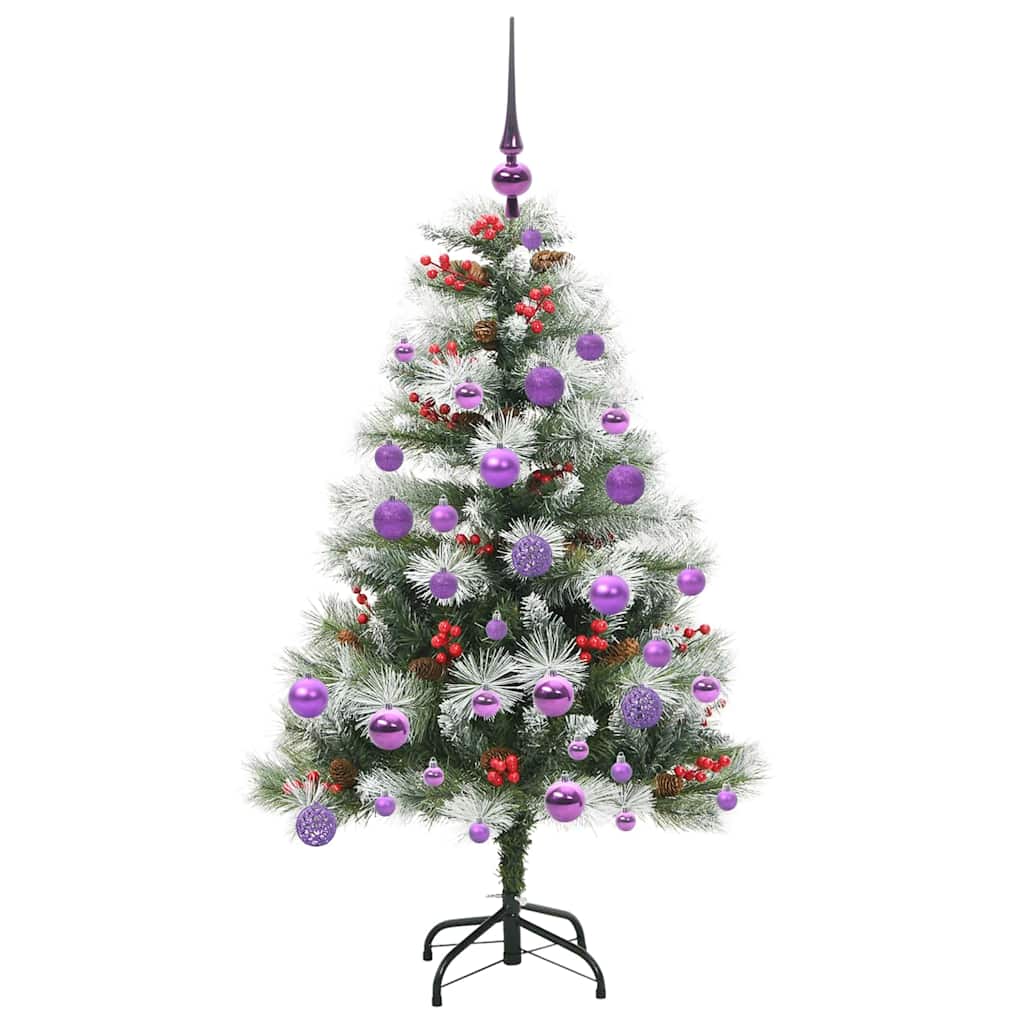 Umělý Vánoční Stromeček Zelená A Bílá 120 Cm Pvc, Kov A Plast