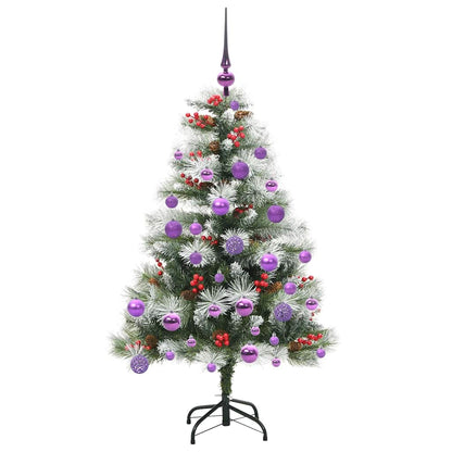 Umělý Vánoční Stromeček Zelená A Bílá 120 Cm Pvc, Kov A Plast