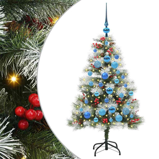 Umělý Vánoční Stromeček Zelená A Bílá 120 Cm Pvc, Kov A Plast