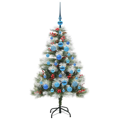 Umělý Vánoční Stromeček Zelená A Bílá 120 Cm Pvc, Kov A Plast