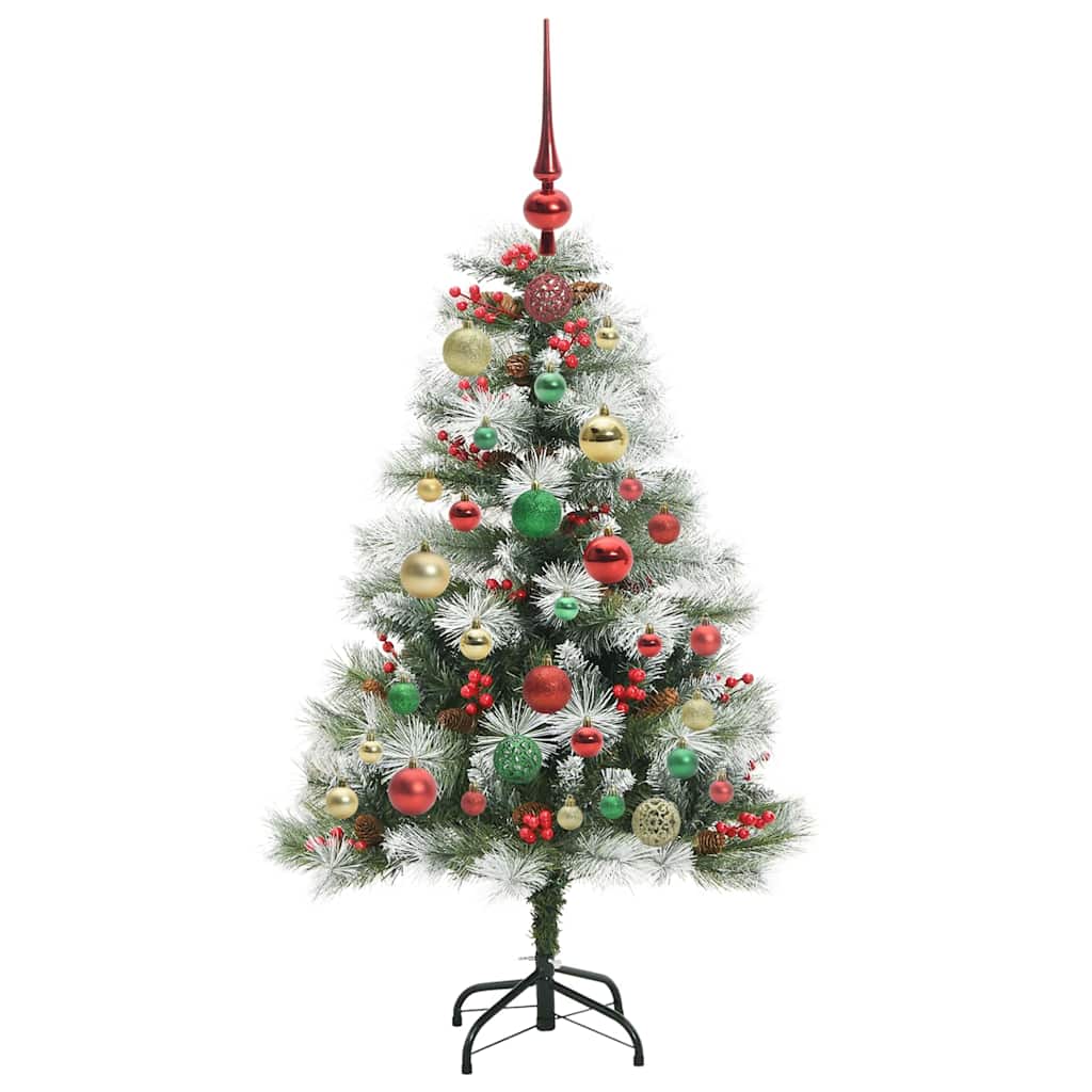 Umělý Vánoční Stromeček Zelená A Bílá 120 Cm Pvc, Kov A Plast