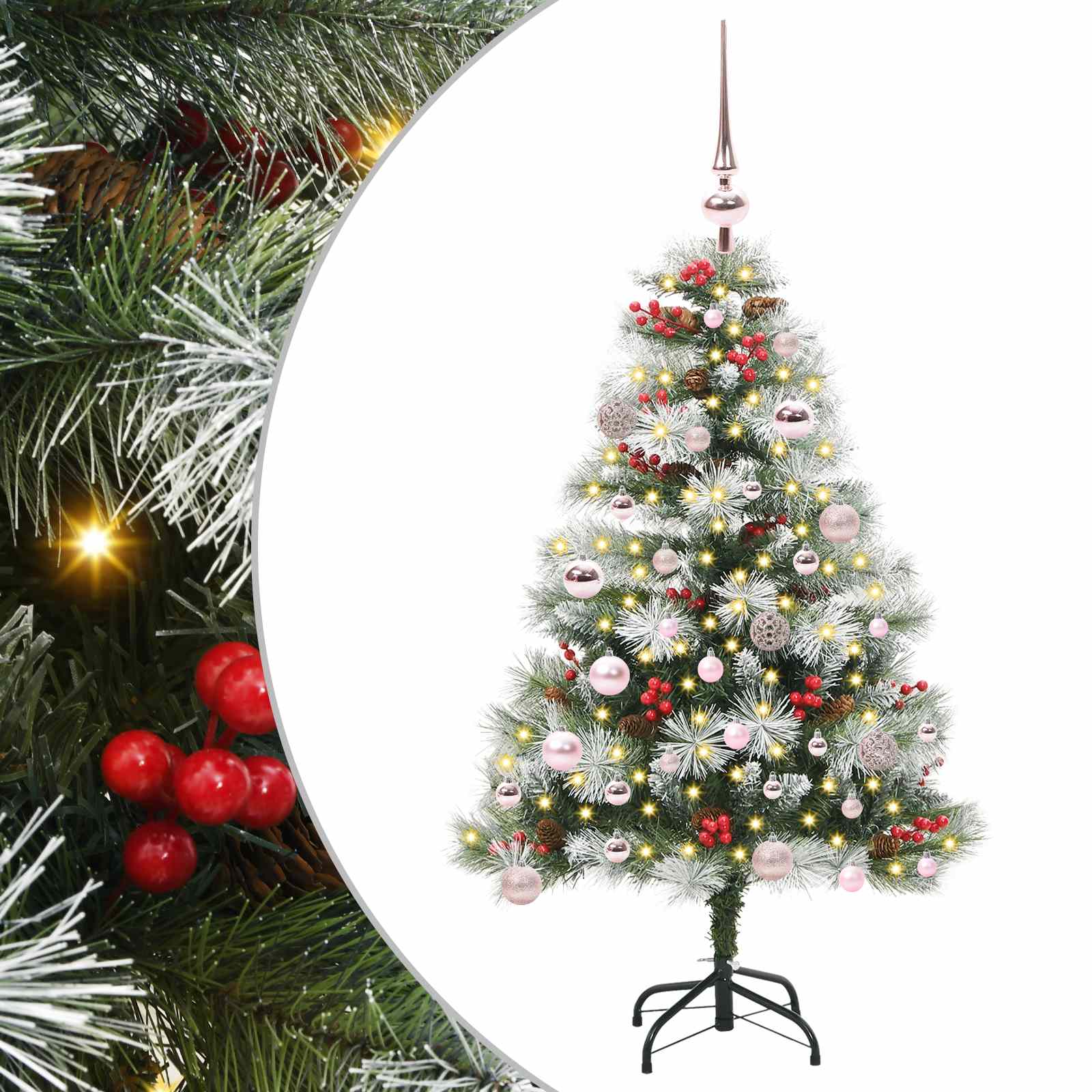 Umělý Vánoční Stromeček Zelená A Bílá 150 Cm Pvc, Kov A Plast