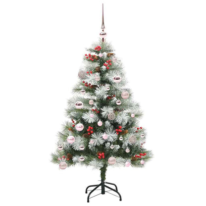 Umělý Vánoční Stromeček Zelená A Bílá 150 Cm Pvc, Kov A Plast