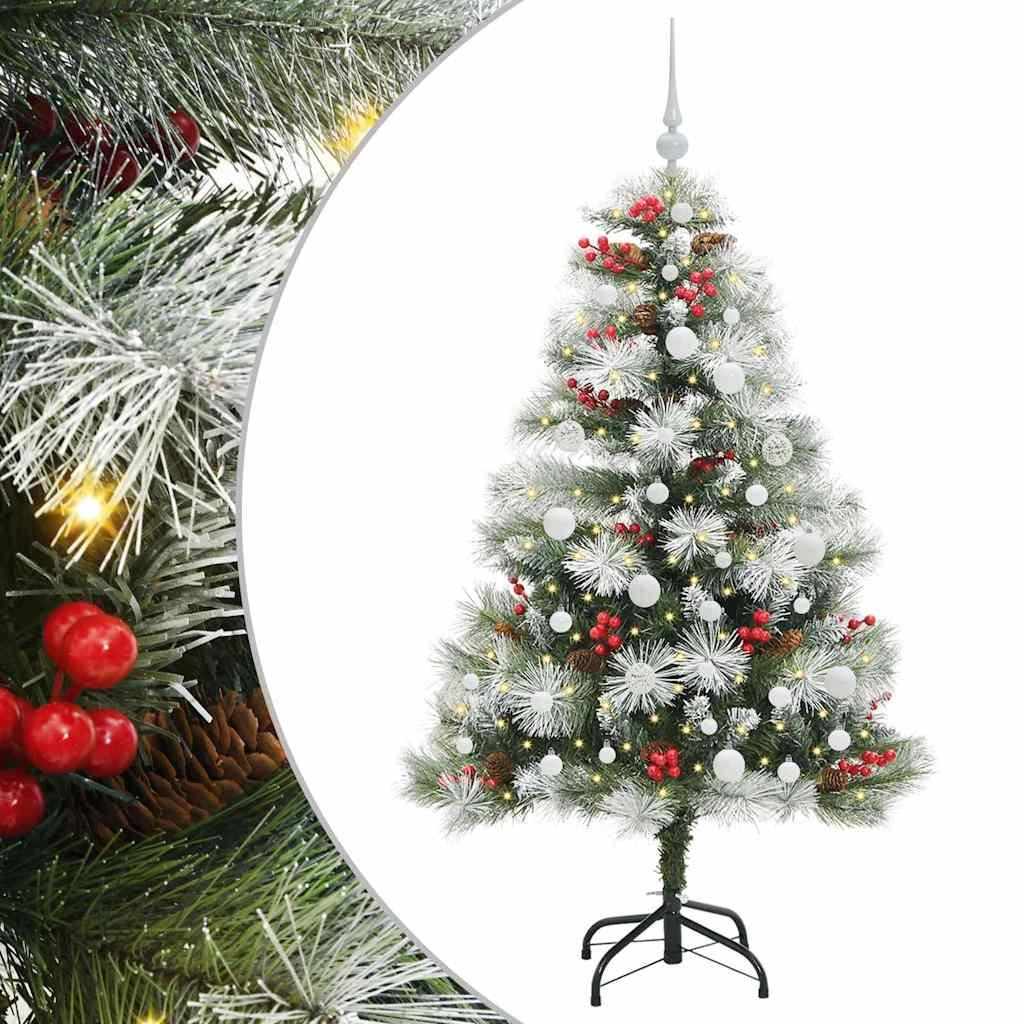 Umělý Vánoční Stromeček Zelená A Bílá 150 Cm Pvc, Kov A Plast