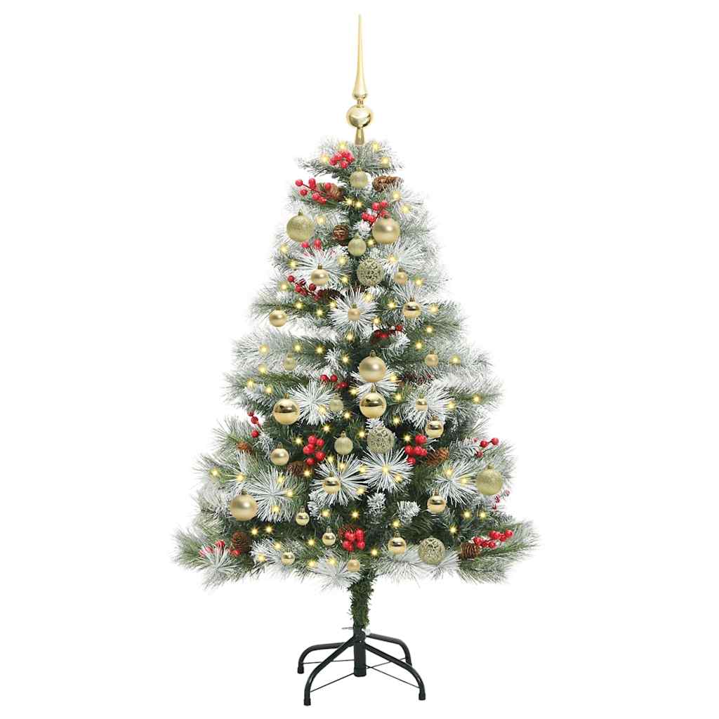 Umělý Vánoční Stromeček Zelená A Bílá 150 Cm Pvc, Kov A Plast
