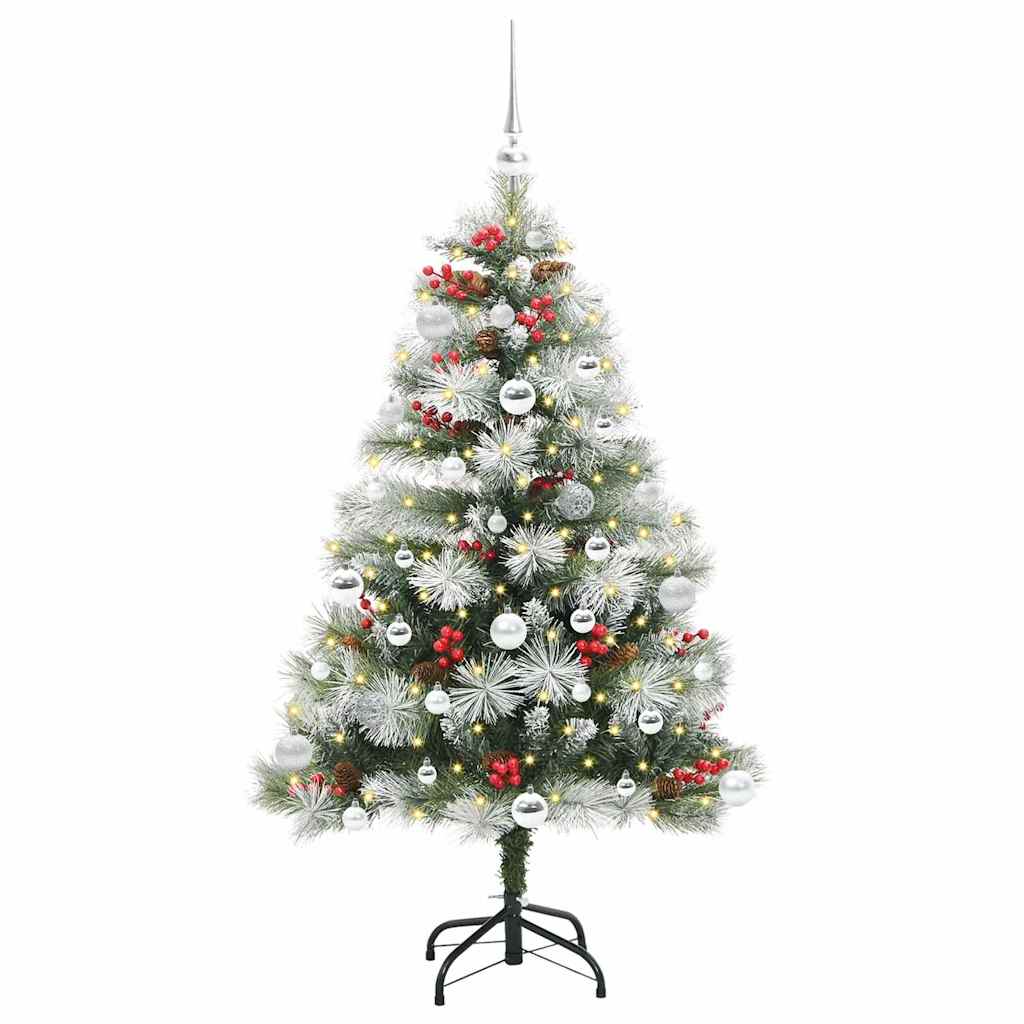 Umělý Vánoční Stromeček Zelená A Bílá 150 Cm Pvc, Kov A Plast