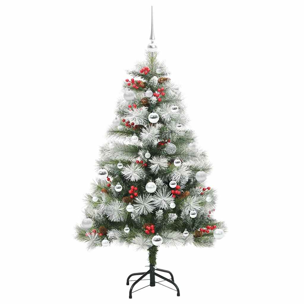 Umělý Vánoční Stromeček Zelená A Bílá 150 Cm Pvc, Kov A Plast