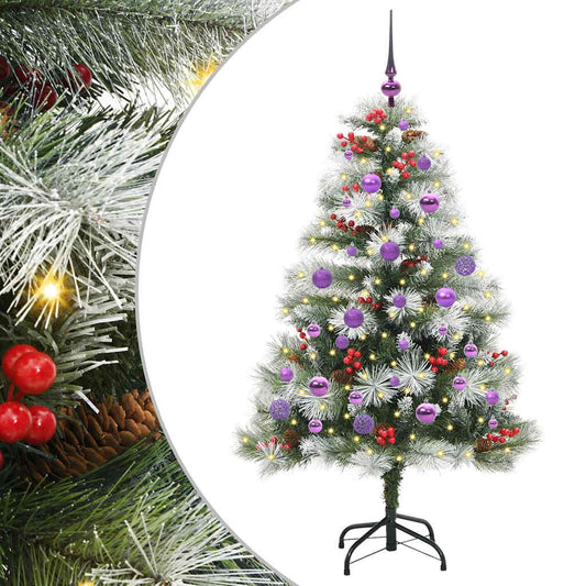 Umělý Vánoční Stromeček Zelená A Bílá 150 Cm Pvc, Kov A Plast