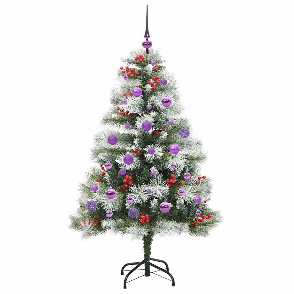 Umělý Vánoční Stromeček Zelená A Bílá 150 Cm Pvc, Kov A Plast