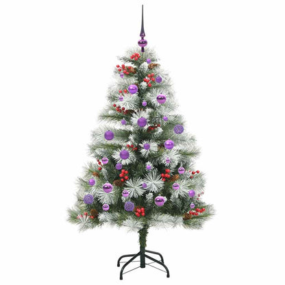 Umělý Vánoční Stromeček Zelená A Bílá 150 Cm Pvc, Kov A Plast