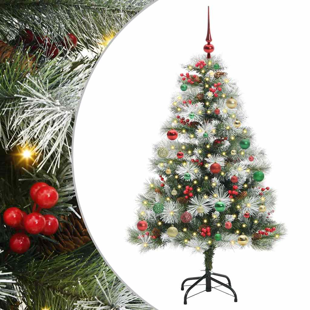 Umělý Vánoční Stromeček Zelená A Bílá 150 Cm Pvc, Kov A Plast