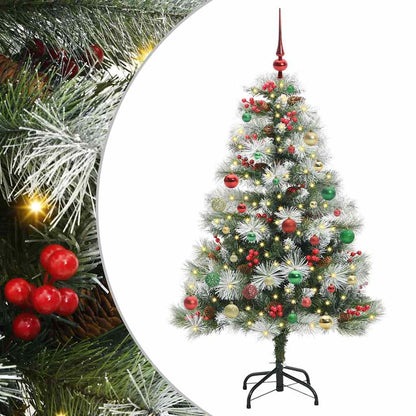 Umělý Vánoční Stromeček Zelená A Bílá 150 Cm Pvc, Kov A Plast