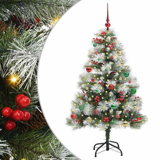 Umělý Vánoční Stromeček Zelená A Bílá 150 Cm Pvc, Kov A Plast