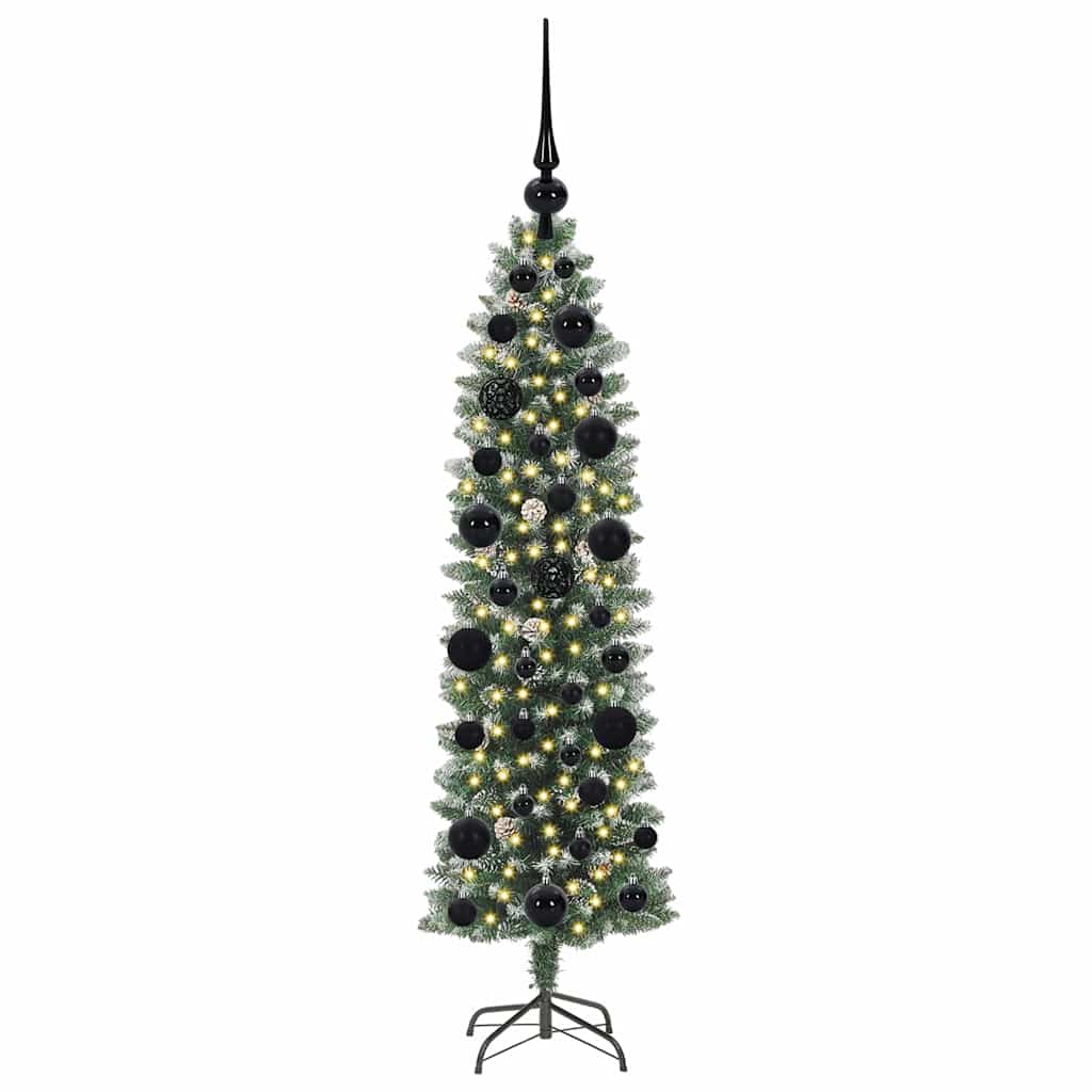 Umělý Štíhlý Vánoční Strom S Stojanem Zelená A Bílá 120 Cm