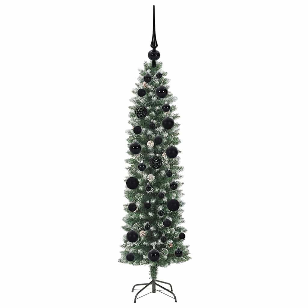 Umělý Štíhlý Vánoční Strom S Stojanem Zelená A Bílá 120 Cm