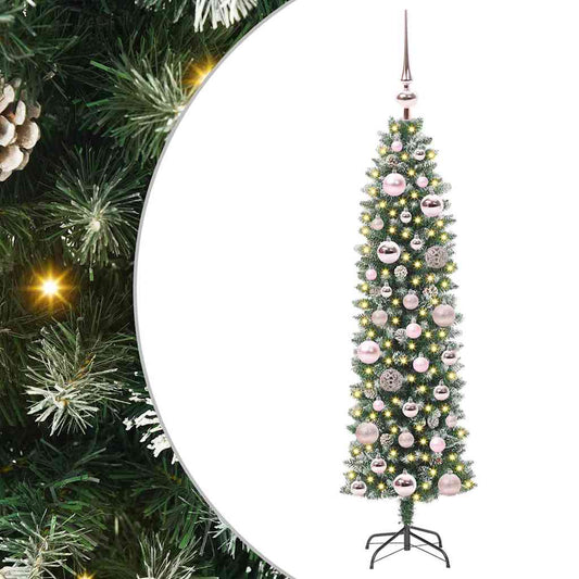 Umělý Štíhlý Vánoční Strom S Stojanem Zelená A Bílá 120 Cm