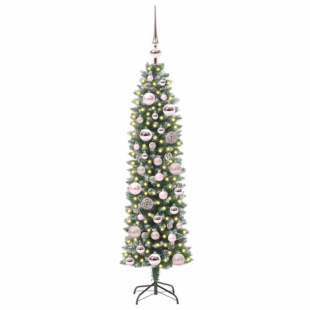 Umělý Štíhlý Vánoční Strom S Stojanem Zelená A Bílá 120 Cm