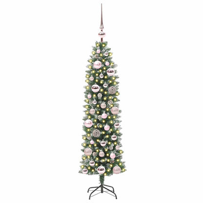 Umělý Štíhlý Vánoční Strom S Stojanem Zelená A Bílá 120 Cm