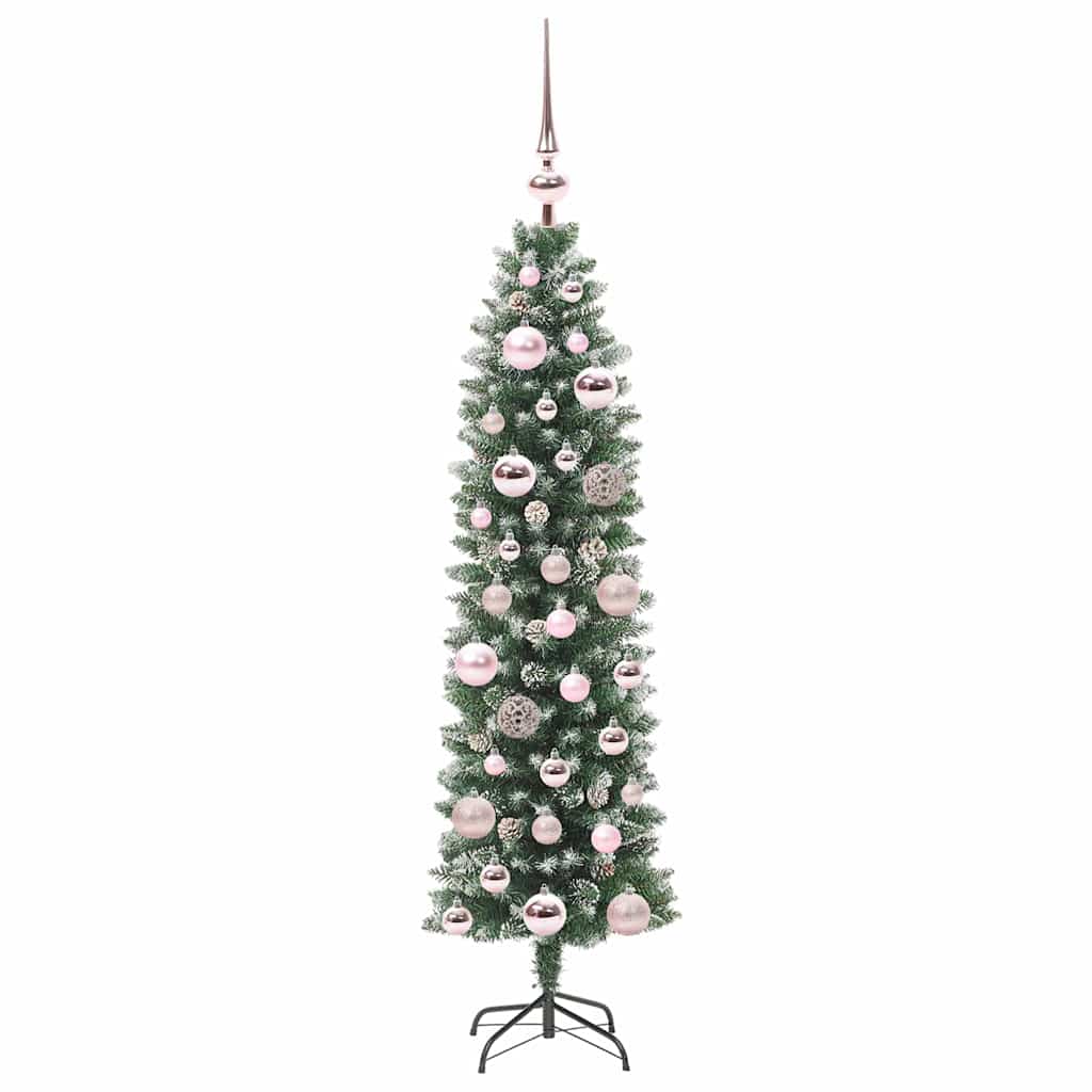 Umělý Štíhlý Vánoční Strom S Stojanem Zelená A Bílá 120 Cm