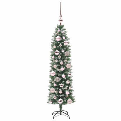 Umělý Štíhlý Vánoční Strom S Stojanem Zelená A Bílá 120 Cm