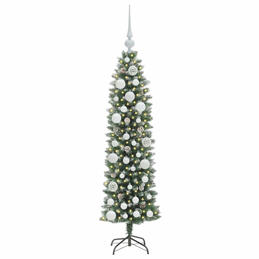 Umělý Štíhlý Vánoční Strom S Stojanem Zelená A Bílá 120 Cm