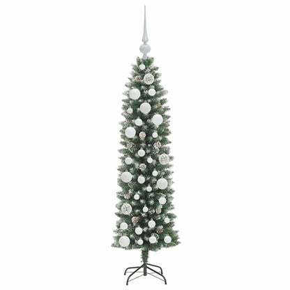 Umělý Štíhlý Vánoční Strom S Stojanem Zelená A Bílá 120 Cm