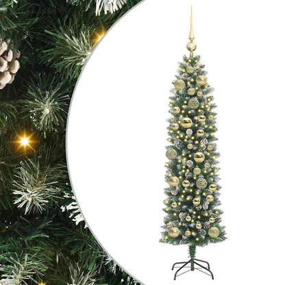 Umělý Štíhlý Vánoční Strom S Stojanem Zelená A Bílá 120 Cm