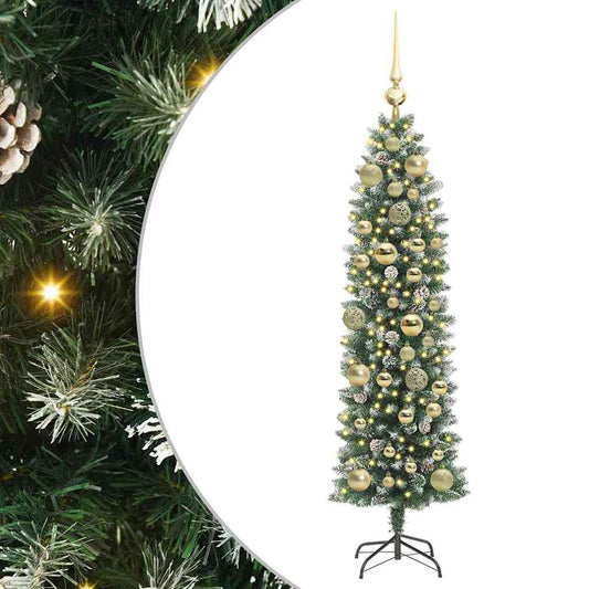 Umělý Štíhlý Vánoční Strom S Stojanem Zelená A Bílá 120 Cm