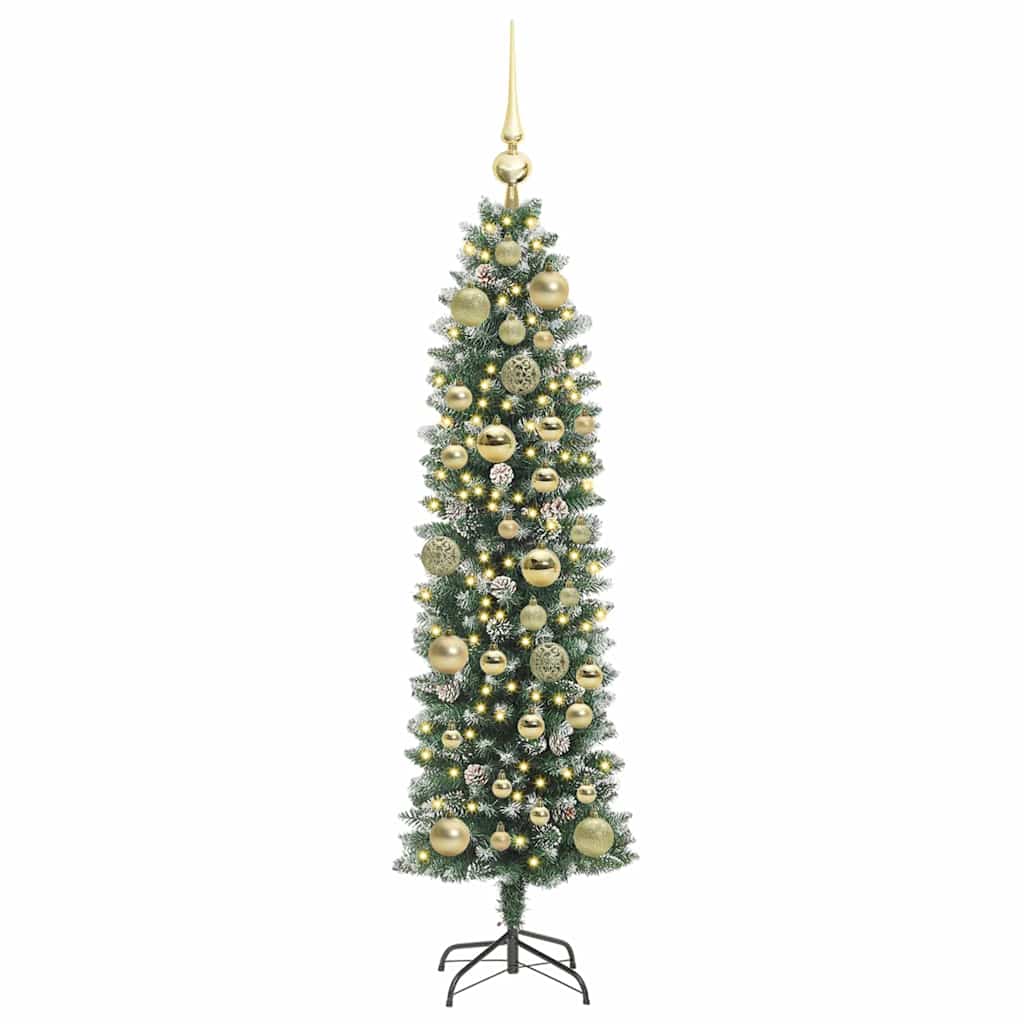 Umělý Štíhlý Vánoční Strom S Stojanem Zelená A Bílá 120 Cm