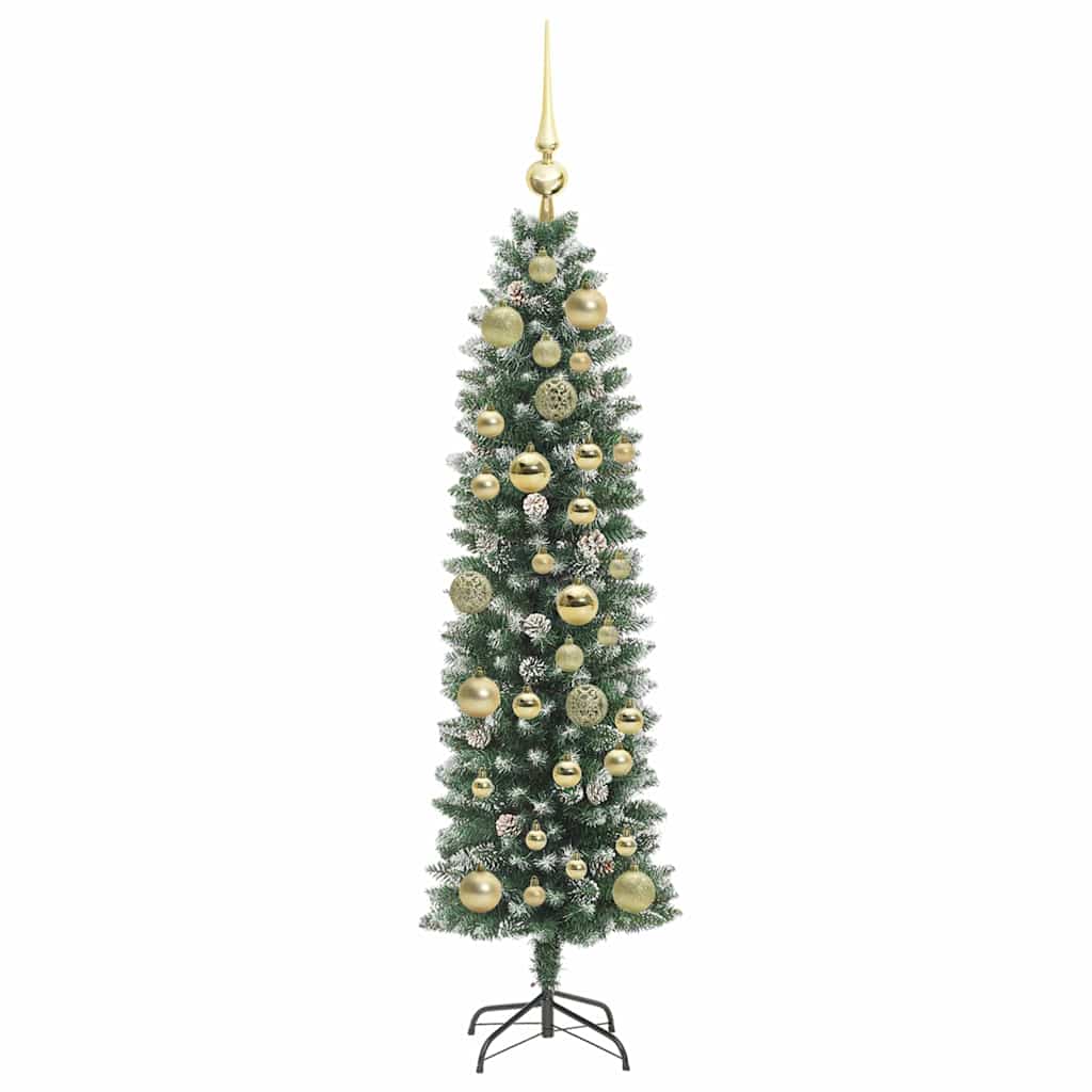 Umělý Štíhlý Vánoční Strom S Stojanem Zelená A Bílá 120 Cm