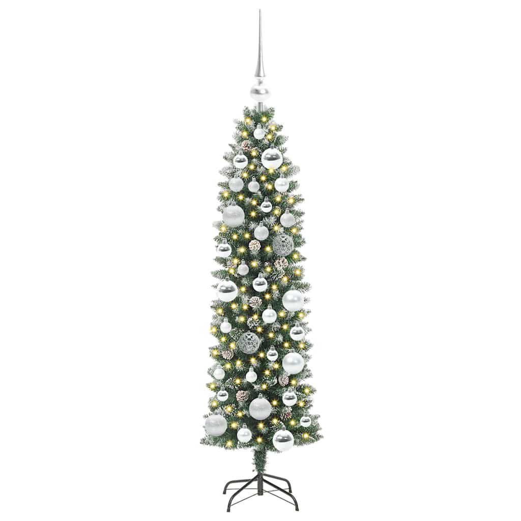 Umělý Štíhlý Vánoční Strom S Stojanem Zelená A Bílá 120 Cm