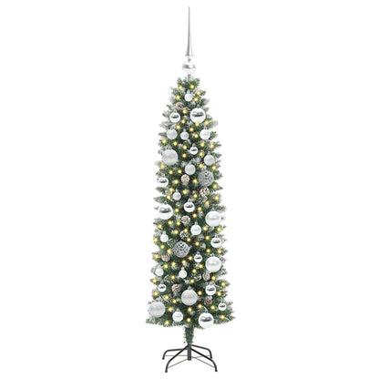 Umělý Štíhlý Vánoční Strom S Stojanem Zelená A Bílá 120 Cm