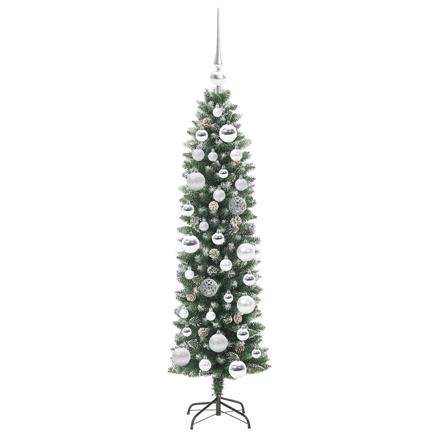 Umělý Štíhlý Vánoční Strom S Stojanem Zelená A Bílá 120 Cm
