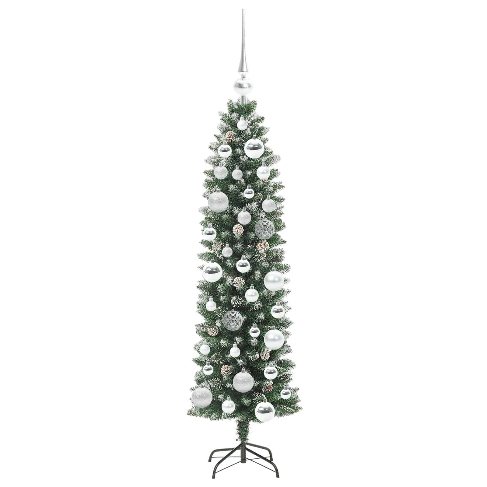 Umělý Štíhlý Vánoční Strom S Stojanem Zelená A Bílá 120 Cm