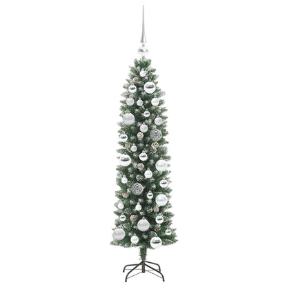 Umělý Štíhlý Vánoční Strom S Stojanem Zelená A Bílá 120 Cm