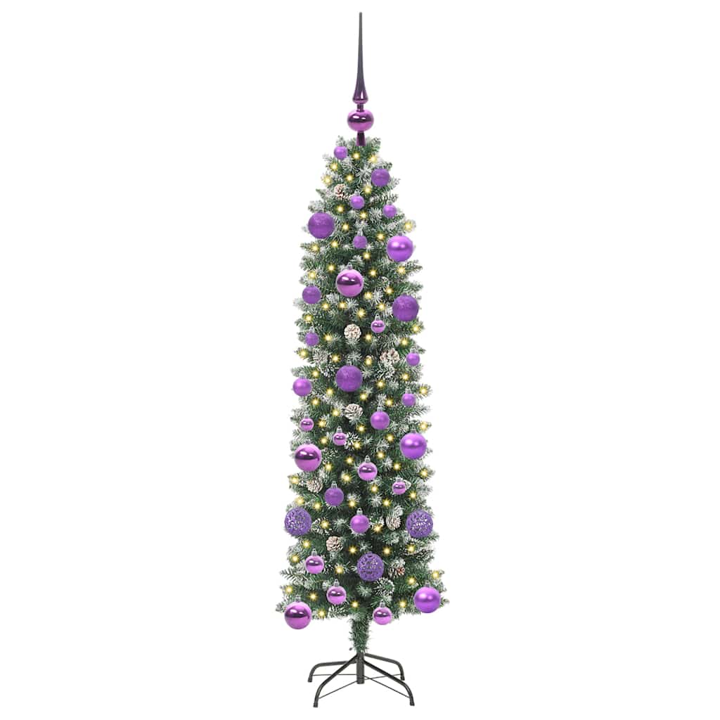 Umělý Štíhlý Vánoční Strom S Stojanem Zelená A Bílá 120 Cm