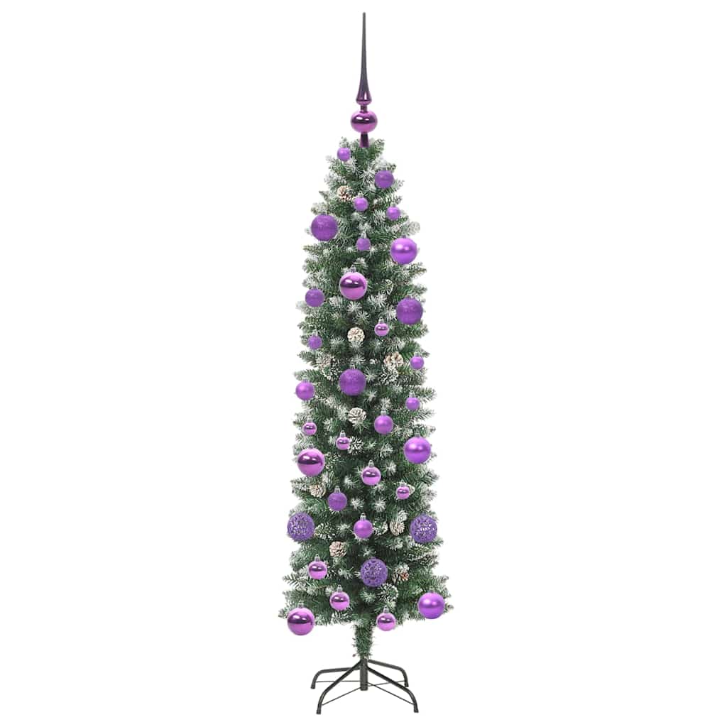 Umělý Štíhlý Vánoční Strom S Stojanem Zelená A Bílá 120 Cm
