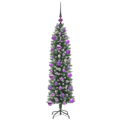 Umělý Štíhlý Vánoční Strom S Stojanem Zelená A Bílá 120 Cm