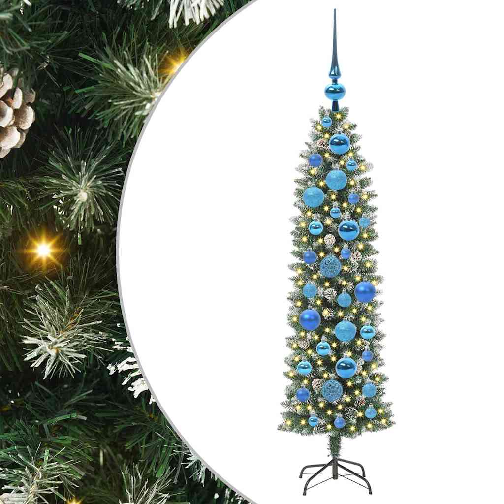 Umělý Štíhlý Vánoční Strom S Stojanem Zelená A Bílá 120 Cm