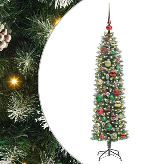 Umělý Štíhlý Vánoční Strom S Stojanem Zelená A Bílá 120 Cm