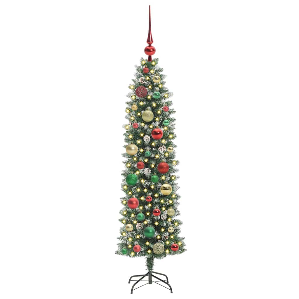 Umělý Štíhlý Vánoční Strom S Stojanem Zelená A Bílá 120 Cm